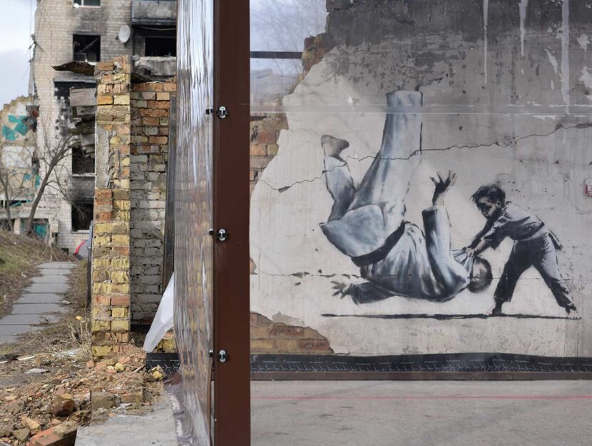 L'pera di Banksy a Borodyanka, in Ucraina