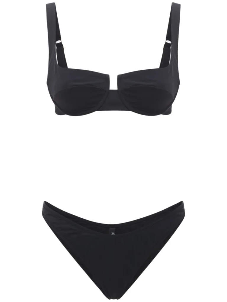 costume da bagno nero con reggiseno con ferretto