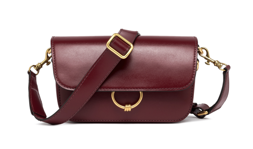 borsa a tracolla in pelle bordeaux