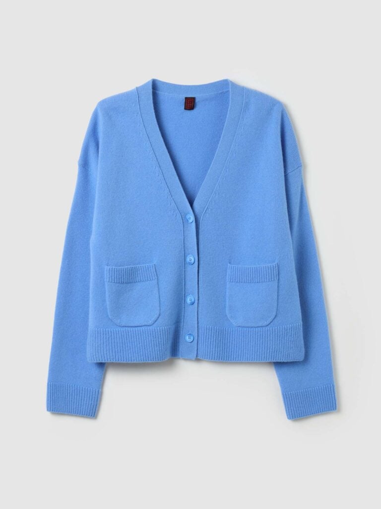 cardigan azzurro da comprare questo inverno