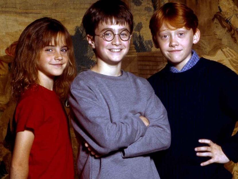 Emma Watson, Daniel Radcliffe, Rupert Grint, protagonisti di Harry Potter