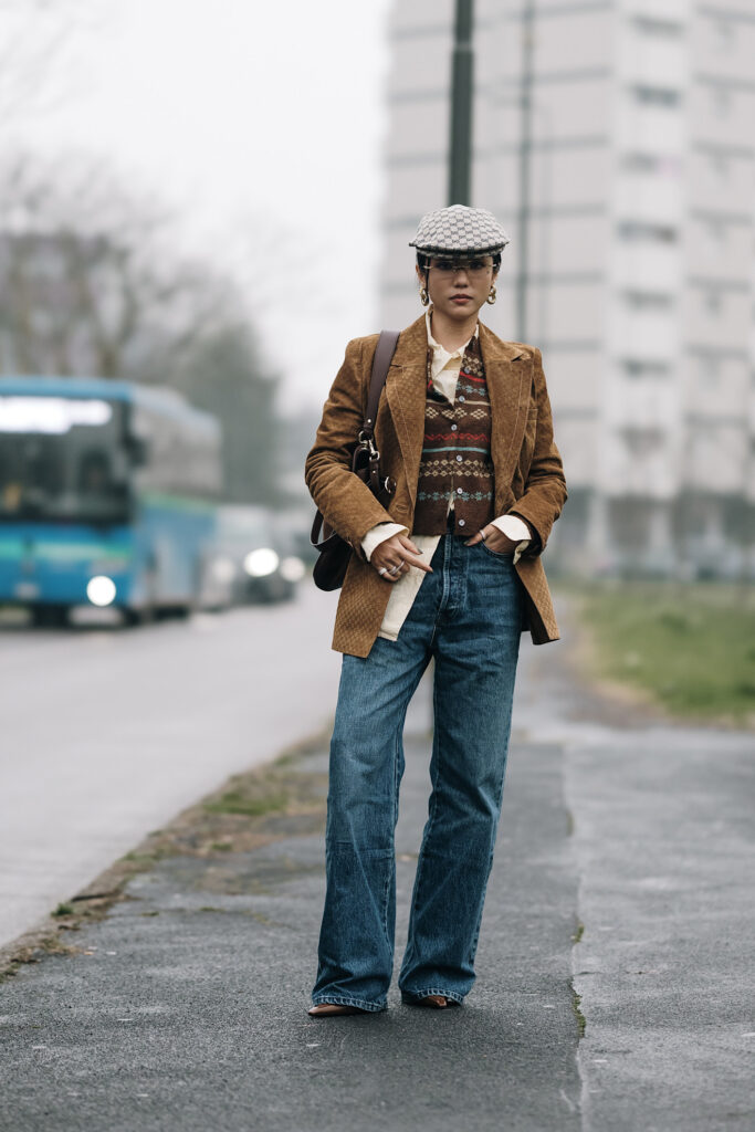 Come abbinare il blazer di velluto street style Milano Fashion Week