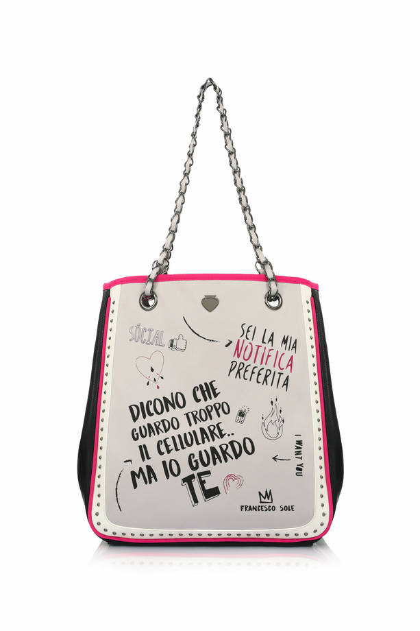 Borsa Mare Le Pandorine Donna con frase stampata