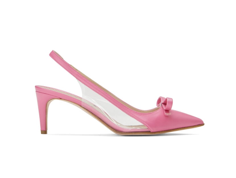 <p>Slingback intinte nel rosa con dettagli in pvc (RED VALENTINO)</p>